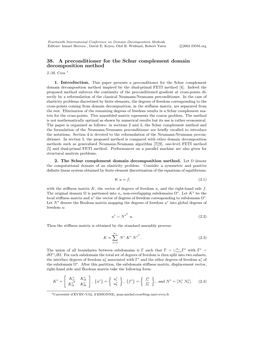 38. a Preconditioner for the Schur Complement Domain Decomposition Method J.-M