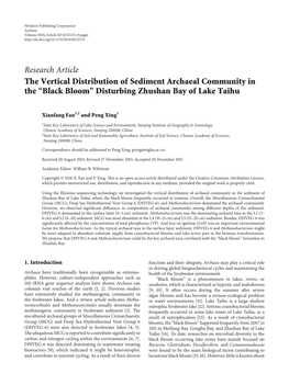 The Vertical Distribution of Sediment Archaeal Community in the (Black Bloom) Disturbing Zhushan Bay of Lake Taihu