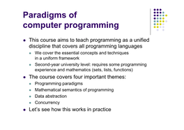 Paradigms of Computer Programming