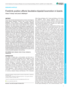 Forelimb Position Affects Facultative Bipedal Locomotion in Lizards Chase T