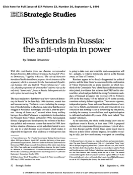 IRI's Friends in Russia: the Anti-Utopiain Power