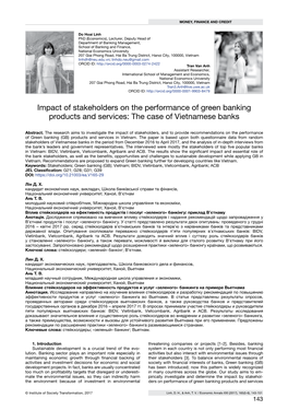 Impact of Stakeholders on the Performance of Green Banking Products and Services: the Case of Vietnamese Banks