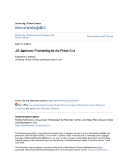 Jill Jackson: Pioneering in the Press Box