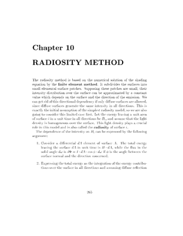Chapter 10 RADIOSITY METHOD