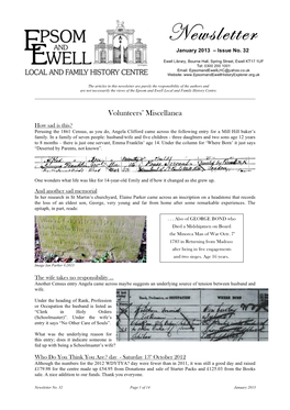 LFHC 32 Newsletter Jan 2013