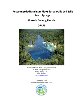Recommended Minimum Flows for Wakulla and Sally Ward Springs Wakulla County, Florida DRAFT