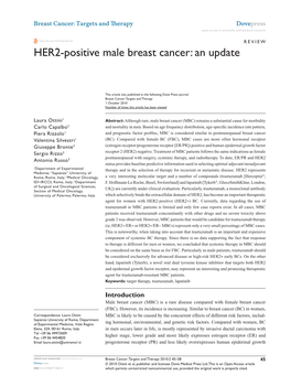 HER2-Positive Male Breast Cancer: an Update