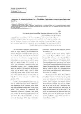 First Report of Altenia Mersinella (Lep.: Gelechiidae: Gelechiinae: Litini), a Pest of Pistachio, from Iran