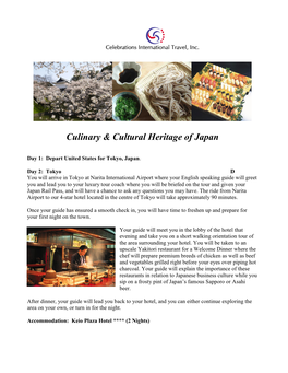 Culinary & Cultural Heritage of Japan