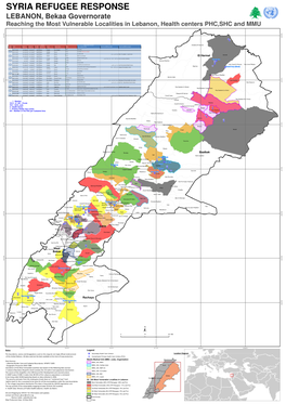 UNHCR LBN HLT MAP 2014-05-12 01 A1 Bekaa Governorate Reaching the Most Vulnerable Localities and Phcs SHC MMU.Mxd