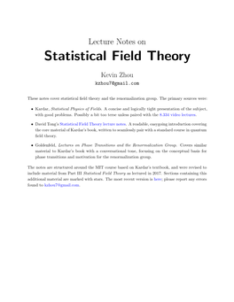 Notes on Statistical Field Theory