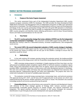 Energy Sector Program Assessment