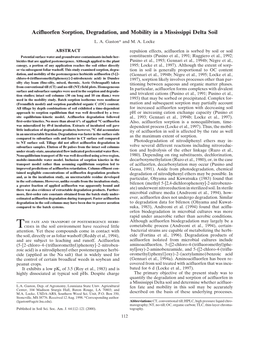 Acifluorfen Sorption, Degradation, and Mobility in a Mississippi Delta Soil