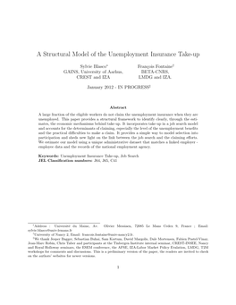 A Structural Model of the Unemployment Insurance Take-Up