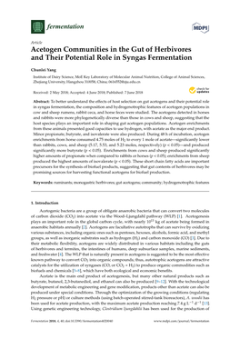 Acetogen Communities in the Gut of Herbivores and Their Potential Role in Syngas Fermentation