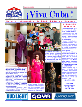 Viva Cuba! ¡Viva Cuba ! Boletín Informativo De CASA CUBA De Houston