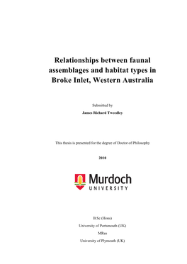 Relationships Between Faunal Assemblages and Habitat Types in Broke Inlet, Western Australia