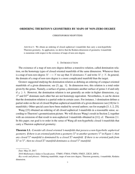 Ordering Thurston's Geometries by Maps of Non-Zero Degree