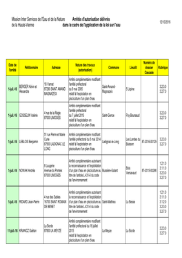 Mission Inter Services De L'eau Et De La Nature De La Haute-Vienne Arrêtés