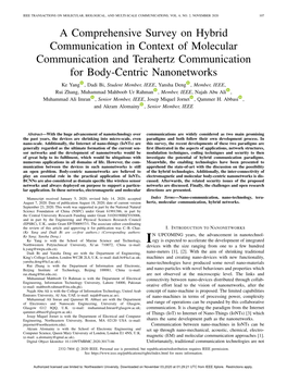 A Comprehensive Survey on Hybrid Communication in Context of Molecular Communication and Terahertz Communication for Body-Centri