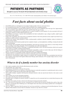 Fast Facts About Social Phobia