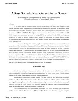 A Ruse Secluded Character Set for the Source