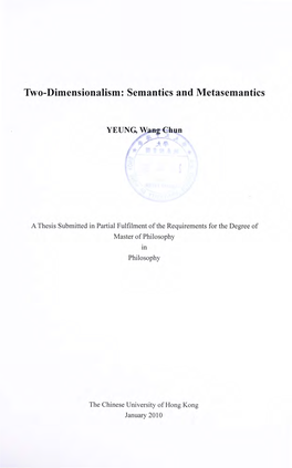 Two-Dimensionalism: Semantics and Metasemantics
