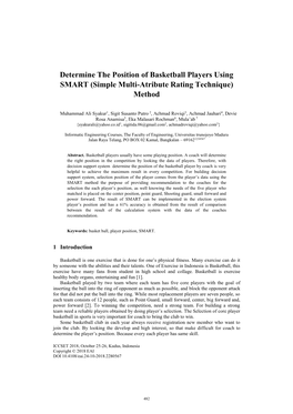 Determine the Position of Basketball Players Using SMART (Simple Multi-Atribute Rating Technique) Method