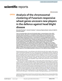 Analysis of the Chromosomal Clustering of Fusarium-Responsive