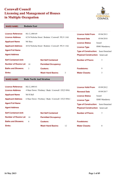 Licensing-Residential Premises