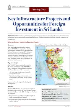 Key Infrastructure Projects and Opportunities for Foreign Investment in Sri Lanka