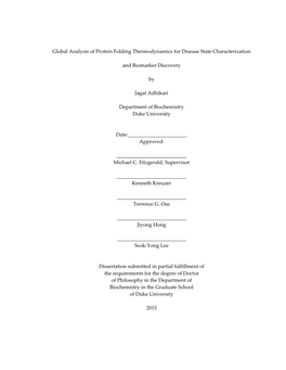 Global Analysis of Protein Folding Thermodynamics for Disease State Characterization