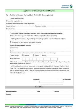 Application for Changing of Dividend Payment