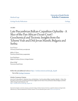 Late Precambrian Balkan-Carpathian Ophiolite