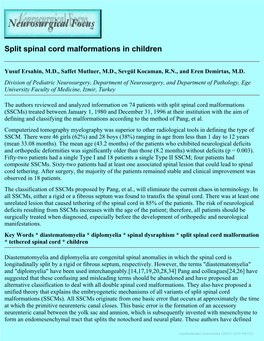 Split Spinal Cord Malformations in Children