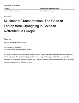 Multimodal Transportation: the Case of Laptop from Chongqing in China to Rotterdam in Europe