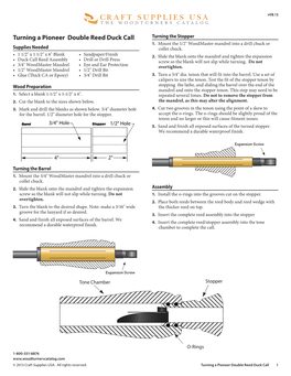 Pioneer Double Duck Reed Instructions