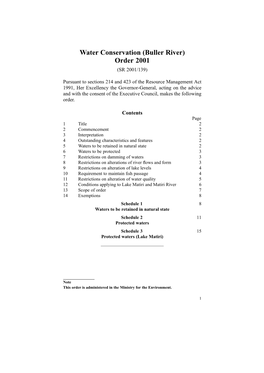 Water Conservation (Buller River) Order 2001 (SR 2001/139)