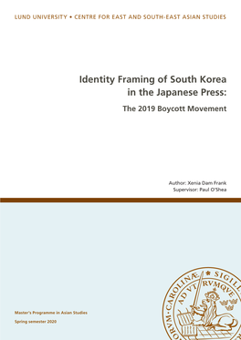 Identity Framing of South Korea in the Japanese Press: the 2019 Boycott Movement