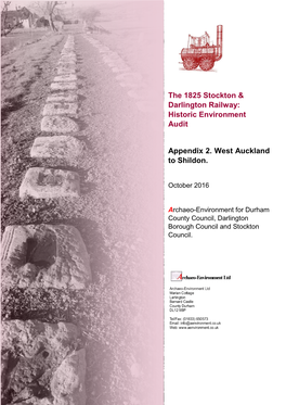 Historic Environment Audit Appendix 2. West Auckland to Shildon