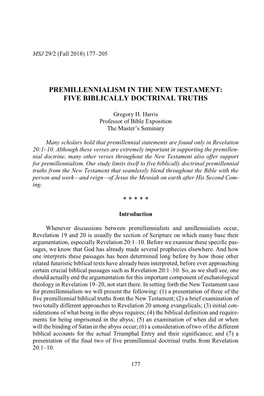 Premillennialism in the New Testament: Five Biblically Doctrinal Truths