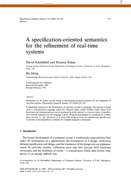 A Specification-Oriented Semantics for the Refinement of Real-Time Systems