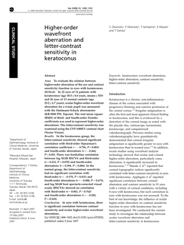 Higher-Order Wavefront Aberration and Letter-Contrast Sensitivity In