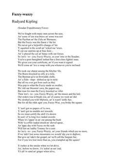 Fuzzy-Wuzzy Rudyard Kipling