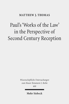 Paul's 'Works of the Law' in the Perspective Of