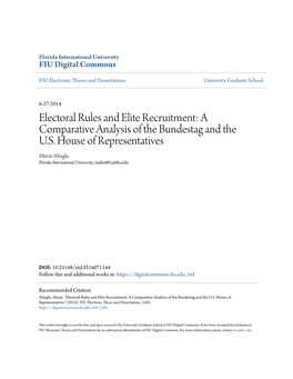 Electoral Rules and Elite Recruitment: a Comparative Analysis of the Bundestag and the U.S