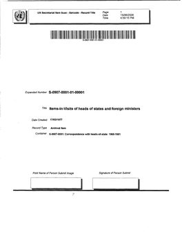 Title Items-In-Visits of Heads of States and Foreign Ministers