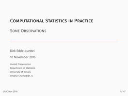 Computational Statistics in Practice