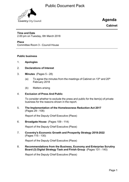 (Public Pack)Agenda Document for Cabinet, 06/03/2018 14:00