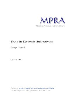 Truth in Economic Subjectivism